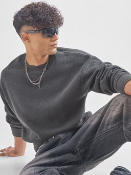 HIGHLANDER - Green Solid Oversized Fit Sweatshirt