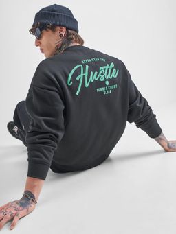 HIGHLANDER - Black Typography Oversized Fit Sweatshirt