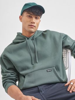 HIGHLANDER - Green Solid Oversized Fit Hoodie