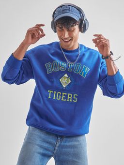 HIGHLANDER - Blue Printed Oversized Fit Sweatshirt
