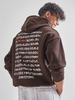 HIGHLANDER - Brown Typography Oversized Fit Hoodie