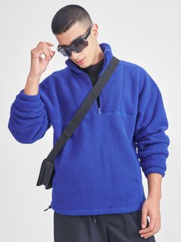 HIGHLANDER - Blue Solid Oversized Fit Sweatshirt