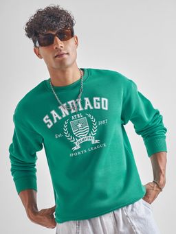 HIGHLANDER - Teal Printed Relaxed Fit Sweatshirt