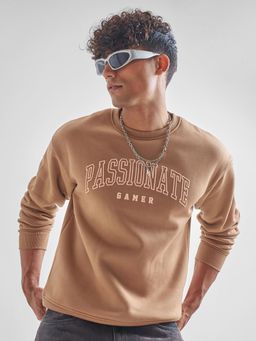 HIGHLANDER - Men Brown Relaxed Round Neck Sweatshirt