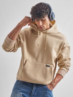 HIGHLANDER - Men Beige Over Sized Drop Shoulder Hoodies