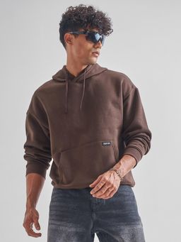 HIGHLANDER - Men Coffee Brown Over Sized Drop Shoulder Hoodies