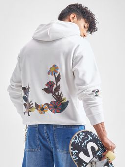 HIGHLANDER - Men White Relaxed Fit Drop Shoulder Hoodies