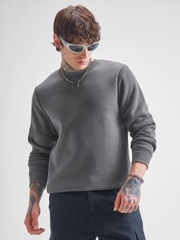 HIGHLANDER - Men Grey Crew Neck Long Sleeve Sweatshirt