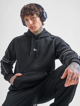 HIGHLANDER - Men Black Hooded Long Sleeve Pullover Hoodie