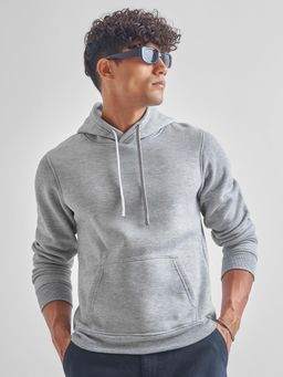 HIGHLANDER - Men Lt Grey Melange Hooded Long Sleeve Pullover Hoodie