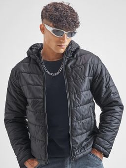 HIGHLANDER - Men Black Quilted Puffer Hooded Jacket