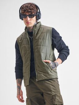 HIGHLANDER - Men Olive Classic Quilted Puffer Jacket