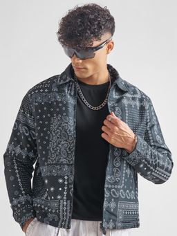 HIGHLANDER - Men Blue Cuff And Collar Printed Denim Jacket