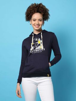 Campus Sutra - Womens Blue Printed Sweatshirt