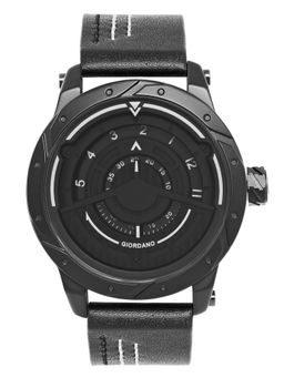 Giordano - Men Black Color Dial & Stylish Leather Strap Analog Watch (GZ-50022-01) (M)