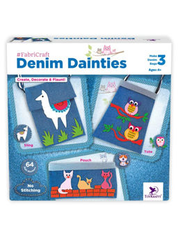 TOYKRAFTT - Denim Dainties - DIY Denim Purse & Sling Bag Craft Kit for Girls Stickers (7-12 Years)