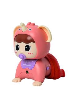 Tak Tak Toys - Crawl Pal - Crawling Doll for Kids with Light & Sound - Pink (6-12 Months)