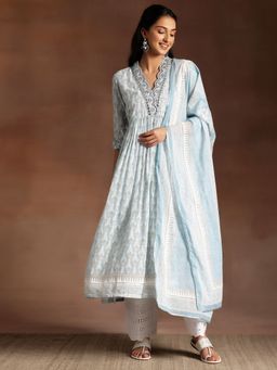 Libas - Women Grey Printed Kurta with Palazzo and Dupatta (Set of 3)