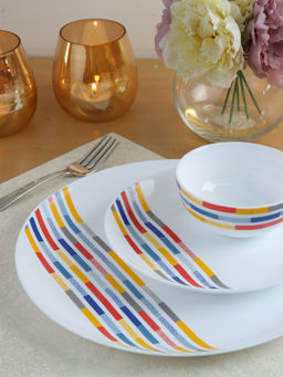 HomeTown - Fiesta Milan Stripe Opalware Dinner (Set of 27)