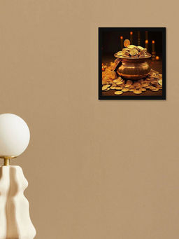 DecorTwist - Wall Poster Framed Gold Coins Wall Painting