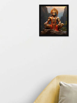 DecorTwist - Wall Poster Framed Hanuman Wall Painting