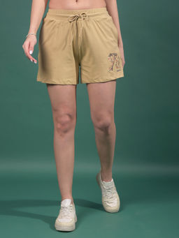 CRIMSOUNE CLUB - Womens Beige Solid Shorts