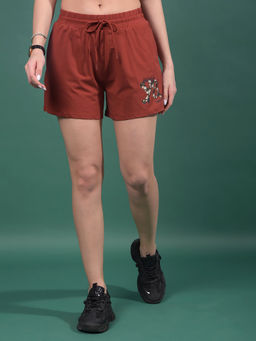 CRIMSOUNE CLUB - Womens Maroon Solid Shorts