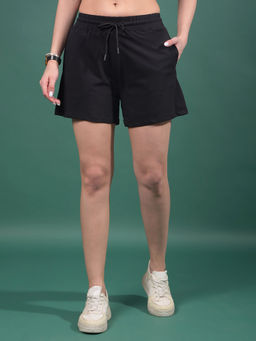 CRIMSOUNE CLUB - Womens Black Solid Shorts