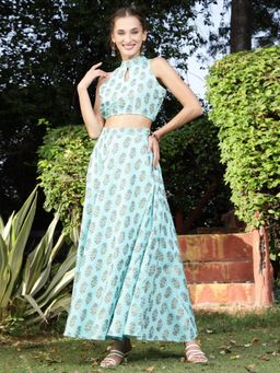 Sera - Women Printed Sleeveless Boat Neck Co-ord (Set of 2)