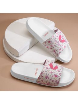Chupps - Women Grace White & Pink Casual Sliders