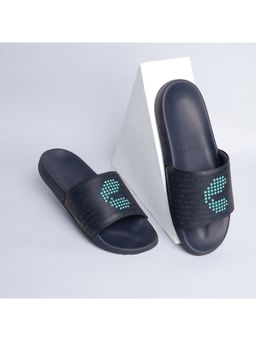 Chupps - Men Navy Blue Dot Fusion Sliders
