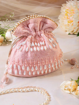 House of Vian - Rani Pink Embellished Potli Bag for Women