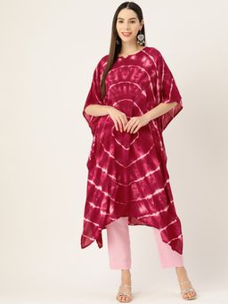 Maaesa - Pink Rayon Crepe Kaftan Kurta
