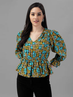 Masakali.Co - Print Georgette Cinched Waist Top