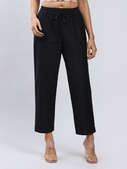 Label Ritu Kumar - Black Ankle Length Pant with Drawstring