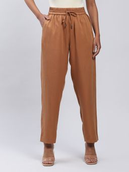 Label Ritu Kumar - Brown Ankle Length Pant with Drawstring