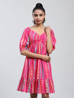 Label Ritu Kumar - Pink Printed Short Dress