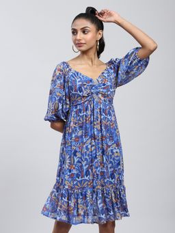 Label Ritu Kumar - Blue Printed Short Dress
