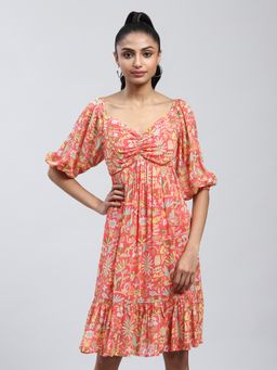 Label Ritu Kumar - Red Printed Short Dress