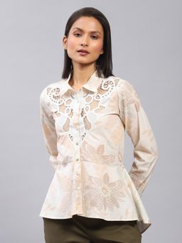 Label Ritu Kumar - Ecru Embroidered Shirt