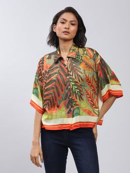 Label Ritu Kumar - Olive Botanical Print Shirt