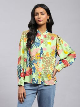 Label Ritu Kumar - Mint Floral Printed Shirt
