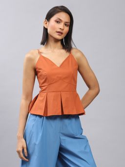 Label Ritu Kumar - Brown Peplum Top