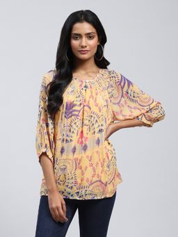 Label Ritu Kumar - Yellow Printed Top