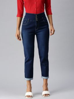 SHOWOFF - Women Clean Look Blue Straight Fit Denim Jeans