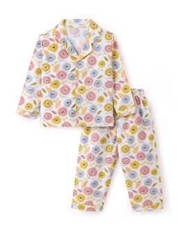 FUNKRAFTS - Kids Full Sleeves Floral Printed Night Suit - Multicolour (Set of 2)
