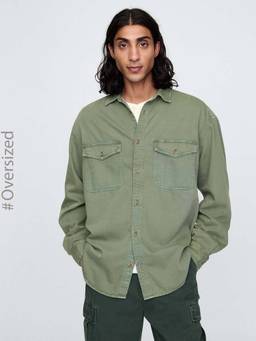 GAP - Men Green Spread Collar Full Sleeve Shirt