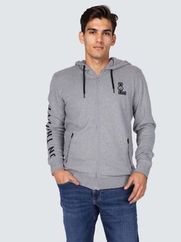 Lee - Men Solid Grey Comfort Fit Hoodie