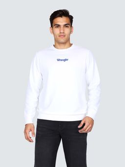 Wrangler - Men Solid White Regular Fit Sweatshirt