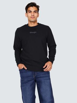 Wrangler - Men Solid Black Regular Fit Sweatshirt